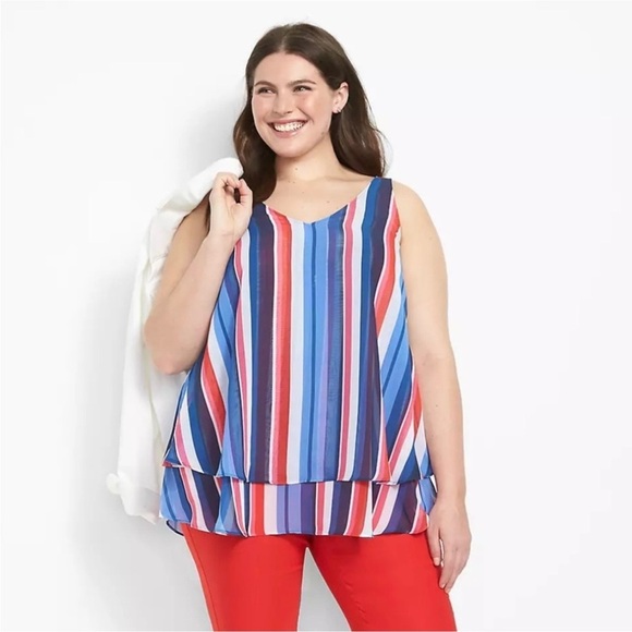 Lane Bryant Tops - Lane Bryant Long Sheer Striped Tank